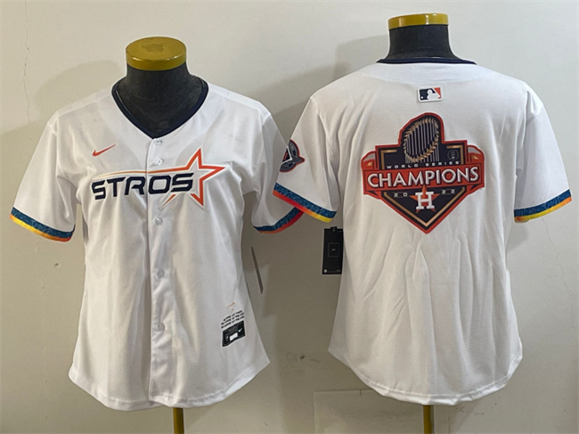 Women's Houston Astros Team Big Logo White 2025 City Connect Limited Stitched Baseball Jersey(Run Small) 00404