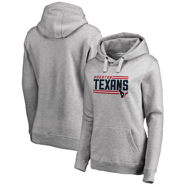 Women's Houston Texans NFL Pro Line By Fanatics Branded Ash Iconic Collection On Side Stripe Pullover Hoodie
