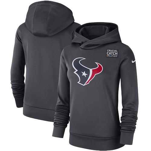 Women's Houston Texans Nike Anthracite Crucial Catch Performance Pullover Hoodie