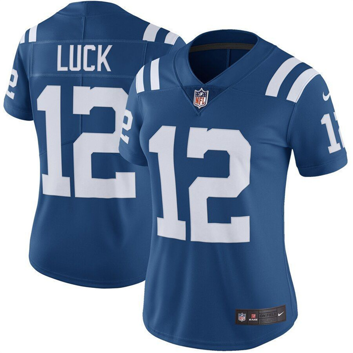 Women's Indianapolis Colts #12 Andrew Luck Blue Vapor Untouchable Limited Stitched Jersey(Run Small) Women's Indianapolis Colts #12 Andrew Luck Blue Vapor Untouchable Limited Stitched Jersey(Run Small)