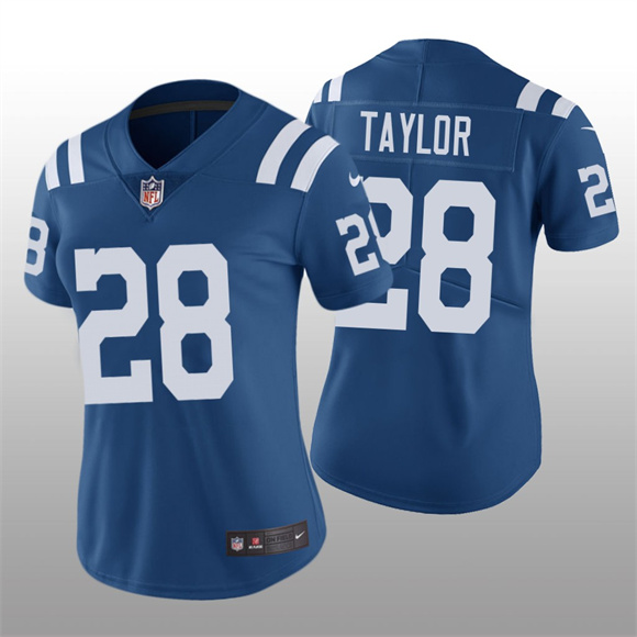 Women's Indianapolis Colts #28 Jonathan Taylor Blue Vapor Untouchable Limited Stitched Jersey(Run Small) Women's Indianapolis Colts #28 Jonathan Taylor Blue Vapor Untouchable Limited Stitched Jersey(Run Small)