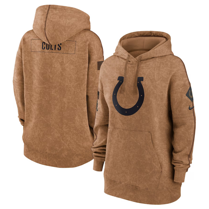 Women's Indianapolis Colts 2023 Brown Salute To Service Pullover Hoodie(Run Small) Women's Indianapolis Colts 2023 Brown Salute To Service Pullover Hoodie(Run Small)