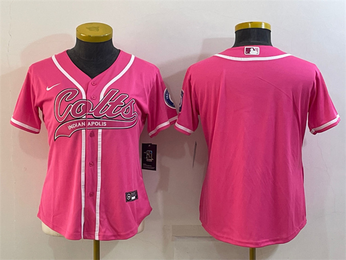 Women's Indianapolis Colts Blank Pink With Patch Cool Base Stitched Baseball Jersey(Run Small) Women's Indianapolis Colts Blank Pink With Patch Cool Base Stitched Baseball Jersey(Run Small)