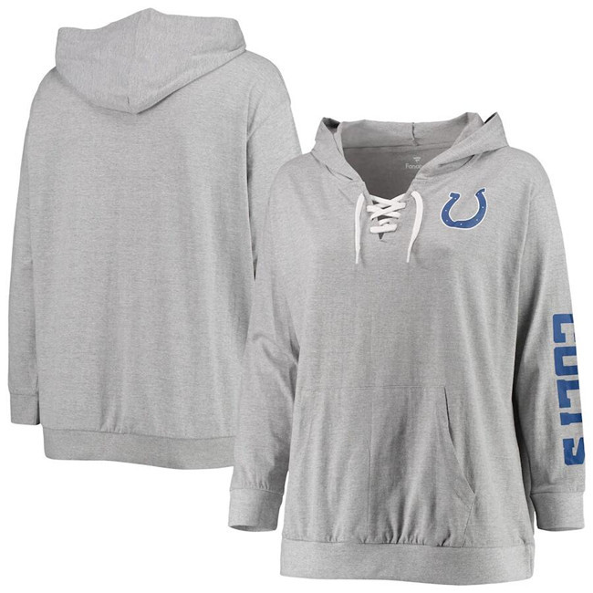 Women's Indianapolis Colts Heathered Gray Lace-Up Pullover Hoodie Women's Indianapolis Colts Heathered Gray Lace-Up Pullover Hoodie