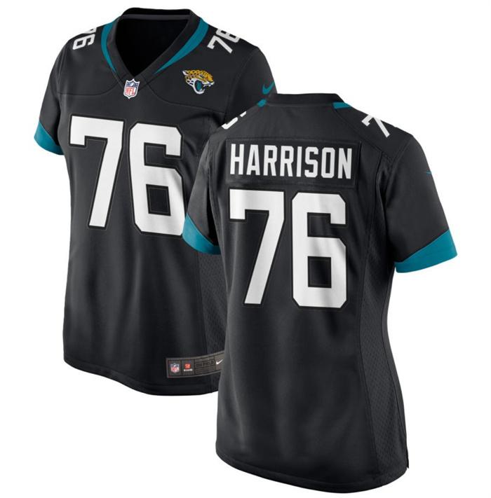 Women's Jacksonville Jaguars #76 Anton Harrison Black 2023 Draft Stitched Jersey(Run Small) Women's Jacksonville Jaguars #76 Anton Harrison Black 2023 Draft Stitched Jersey(Run Small)