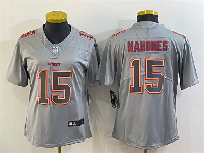 Women's Kansas City Chiefs #15 Patrick Mahomes Grey Atmosphere Fashion Stitched Jersey(Run Small) Women's Kansas City Chiefs #15 Patrick Mahomes Grey Atmosphere Fashion Stitched Jersey(Run Small)