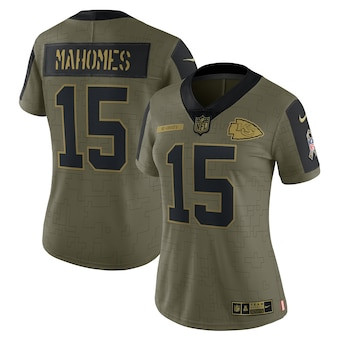Women's Kansas City Chiefs #15 Patrick Mahomes Nike Olive 2021 Salute To Service Limited Player Jersey Women's Kansas City Chiefs #15 Patrick Mahomes Nike Olive 2021 Salute To Service Limited Player Jersey