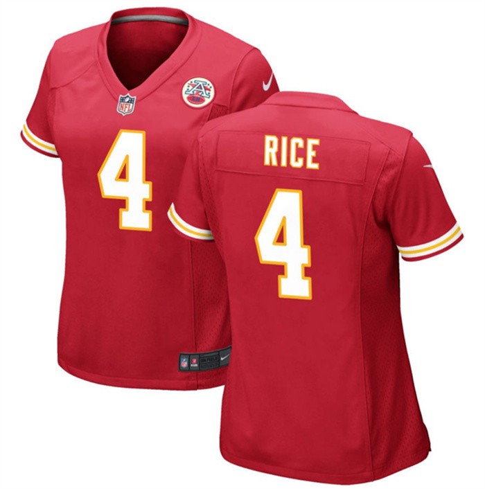 Women's Kansas City Chiefs #4 Rashee Rice Red Stitched Jersey(Run Small) Women's Kansas City Chiefs #4 Rashee Rice Red Stitched Jersey(Run Small)