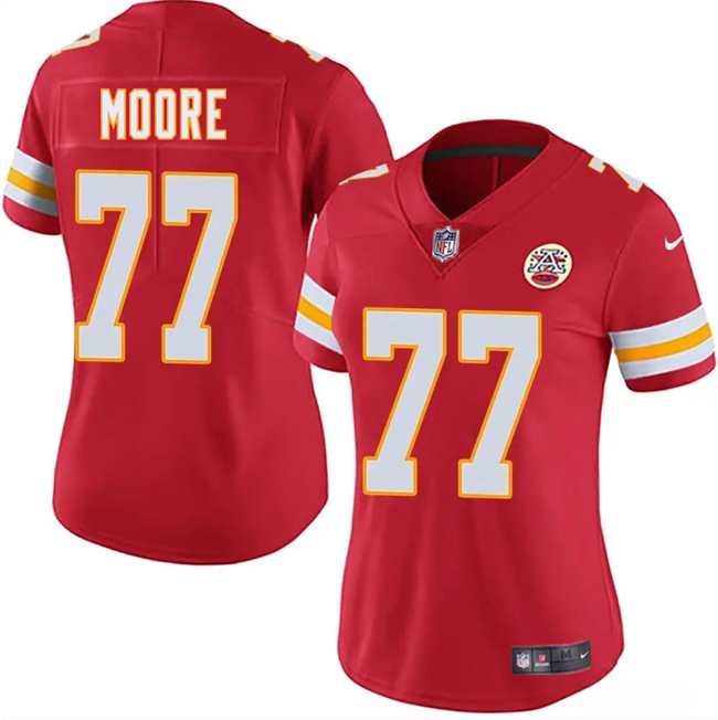 Women's Kansas City Chiefs #77 Jaylon Moore Red 2025 Vapor Untouchable Limited Stitched Jersey(Run Small) Women's Kansas City Chiefs #77 Jaylon Moore Red 2025 Vapor Untouchable Limited Stitched Jersey(Run Small)