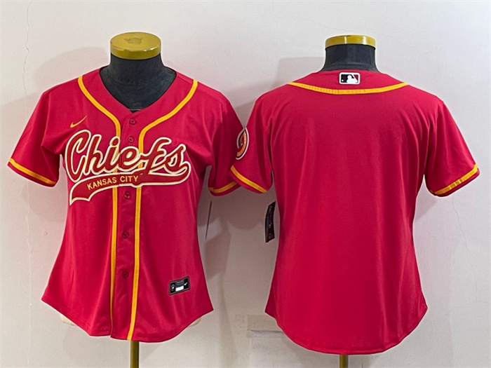 Women's Kansas City Chiefs Blank Red With Patch Cool Base Stitched Baseball Jersey(Run Small) Women's Kansas City Chiefs Blank Red With Patch Cool Base Stitched Baseball Jersey(Run Small)