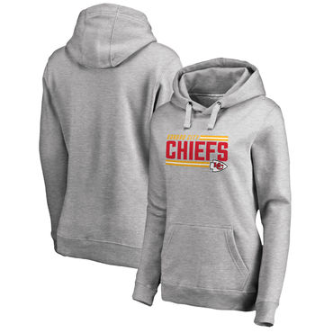 Women's Kansas City Chiefs NFL Pro Line By Fanatics Branded Ash Iconic Collection On Side Stripe Pullover Hoodie