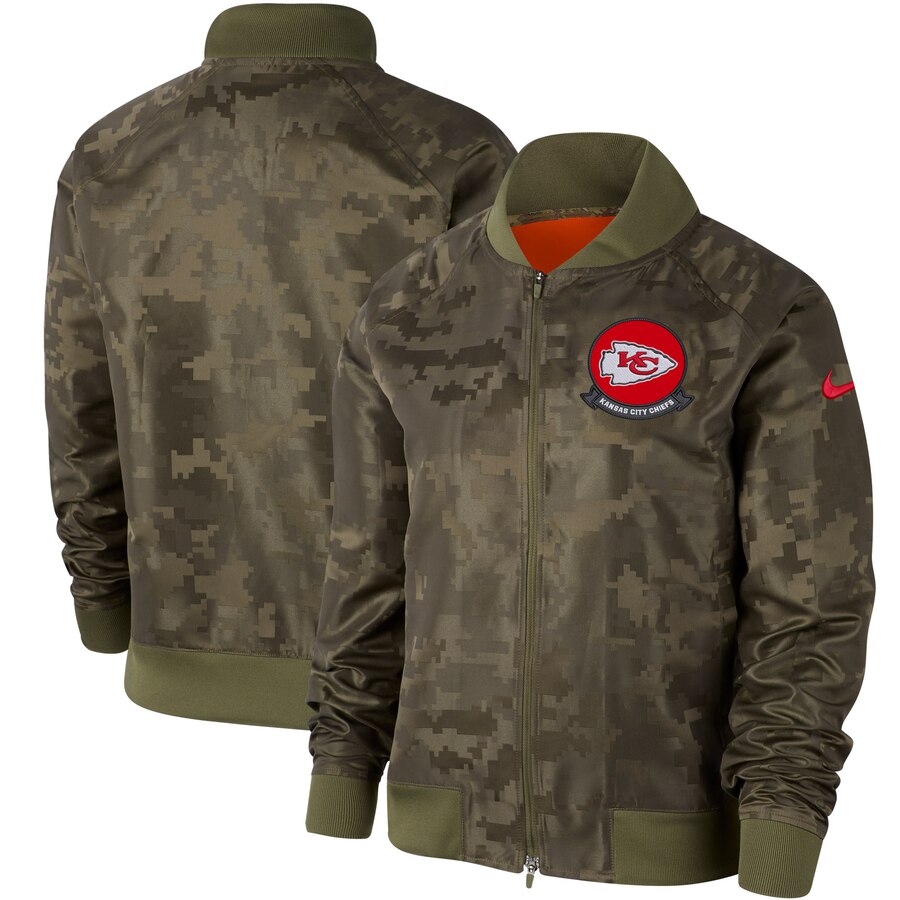 Women's Kansas City Chiefs Nike Olive 2019 Salute To Service Full Zip Bomber Jacket Women's Kansas City Chiefs Nike Olive 2019 Salute To Service Full Zip Bomber Jacket