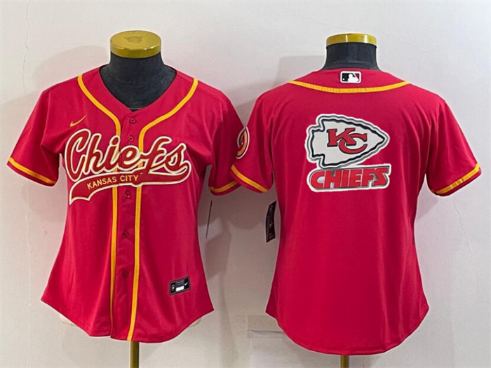 Women's Kansas City Chiefs Red Team Big Logo With Patch Cool Base Stitched Baseball Jersey(Run Small) Women's Kansas City Chiefs Red Team Big Logo With Patch Cool Base Stitched Baseball Jersey(Run Small)