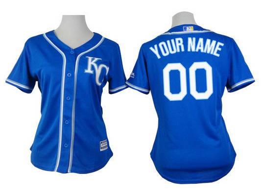 Women's Kansas City Royals Customized 2014 Blue Jersey Women's Kansas City Royals Customized 2014 Blue Jersey