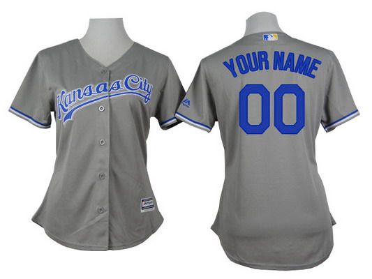 Women's Kansas City Royals Customized Gray Jersey Women's Kansas City Royals Customized Gray Jersey
