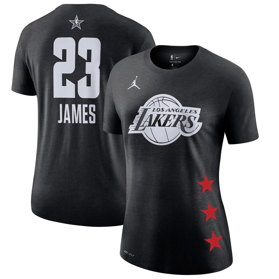 Women's Lakers 23 Lebron James Black 2019 NBA All-Star Game Women's T-Shirt Women's Lakers 23 Lebron James Black 2019 NBA All-Star Game Women's T-Shirt