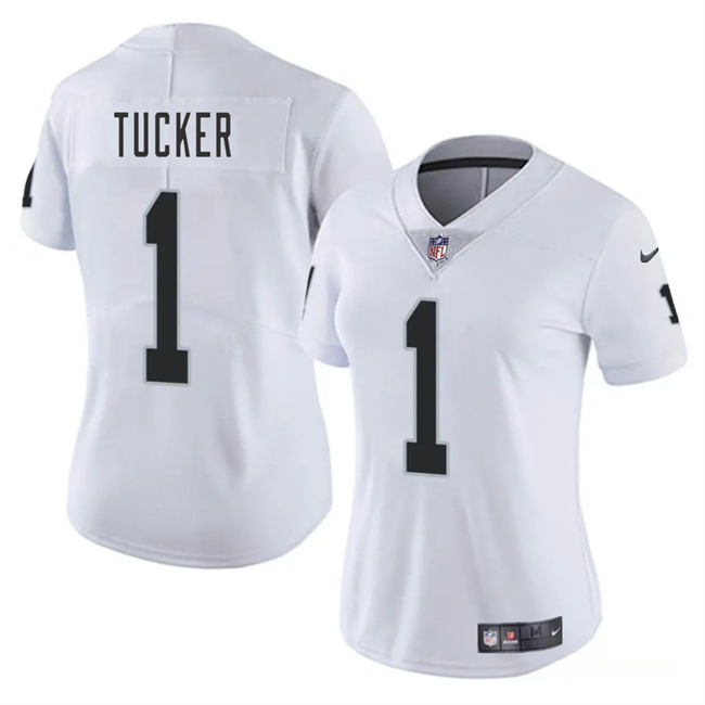 Women's Las Vegas Raiders #1 Tre Tucker White 2025 Vapor Stitched Jersey(Run Small) Women's Las Vegas Raiders #1 Tre Tucker White 2025 Vapor Stitched Jersey(Run Small)