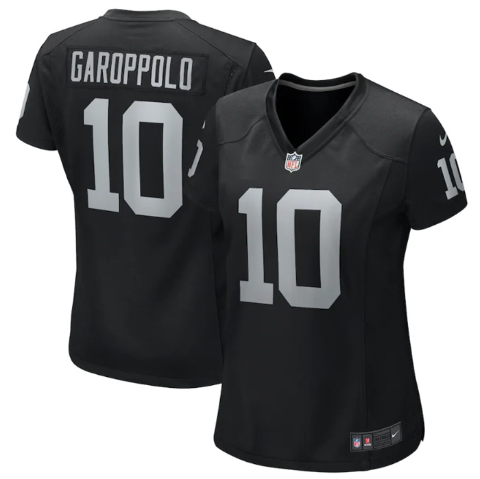 Women's Las Vegas Raiders #10 Jimmy Garoppolo Black Stitched Game Jersey(Run Small) Women's Las Vegas Raiders #10 Jimmy Garoppolo Black Stitched Game Jersey(Run Small)