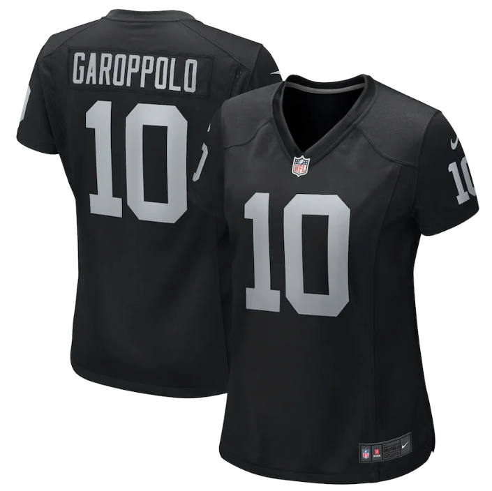 Women's Las Vegas Raiders #10 Jimmy Garoppolo Black Stitched Game Jersey(Run Small) Women's Las Vegas Raiders #10 Jimmy Garoppolo Black Stitched Game Jersey(Run Small)