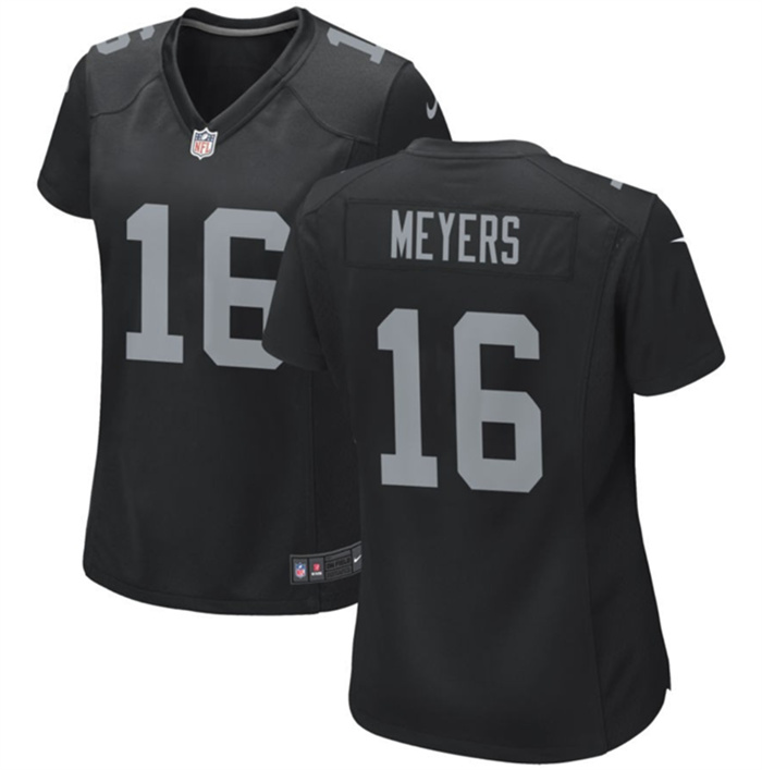 Women's Las Vegas Raiders #16 Jakobi Meyers Black Stitched Jersey(Run Small) Women's Las Vegas Raiders #16 Jakobi Meyers Black Stitched Jersey(Run Small)