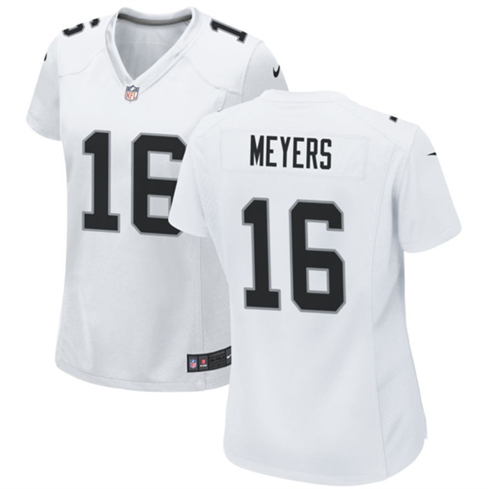 Women's Las Vegas Raiders #16 Jakobi Meyers White Stitched Jersey(Run Small) Women's Las Vegas Raiders #16 Jakobi Meyers White Stitched Jersey(Run Small)