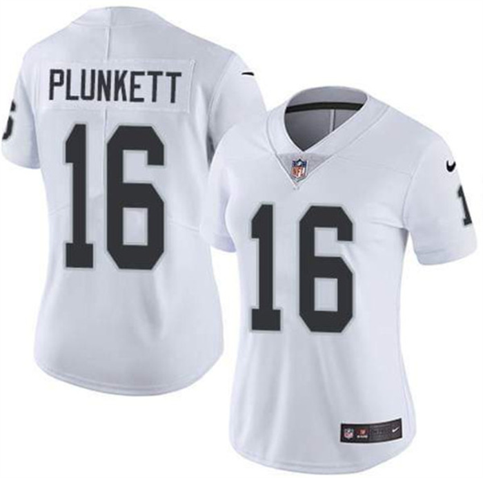 Women's Las Vegas Raiders #16 Jim Plunkett White Vapor Untouchable Limited Stitched Jersey(Run Small) Women's Las Vegas Raiders #16 Jim Plunkett White Vapor Untouchable Limited Stitched Jersey(Run Small)