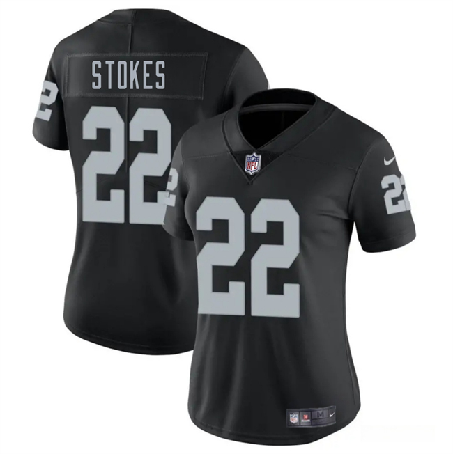 Women's Las Vegas Raiders #22 Eric Stokes Black 2025 Vapor Stitched Jersey(Run Small) Women's Las Vegas Raiders #22 Eric Stokes Black 2025 Vapor Stitched Jersey(Run Small)