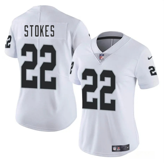 Women's Las Vegas Raiders #22 Eric Stokes White 2025 Vapor Stitched Jersey(Run Small) Women's Las Vegas Raiders #22 Eric Stokes White 2025 Vapor Stitched Jersey(Run Small)