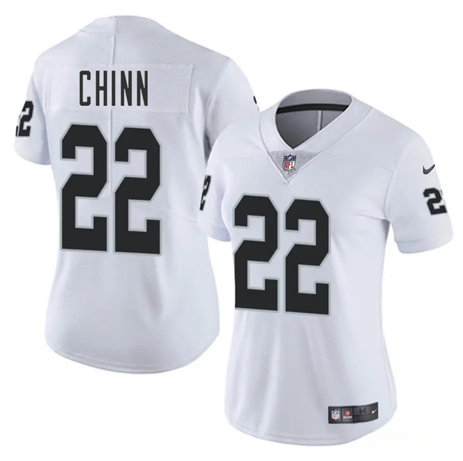 Women's Las Vegas Raiders #22 Jeremy Chinn White 2025 Vapor Stitched Jersey(Run Small) Women's Las Vegas Raiders #22 Jeremy Chinn White 2025 Vapor Stitched Jersey(Run Small)