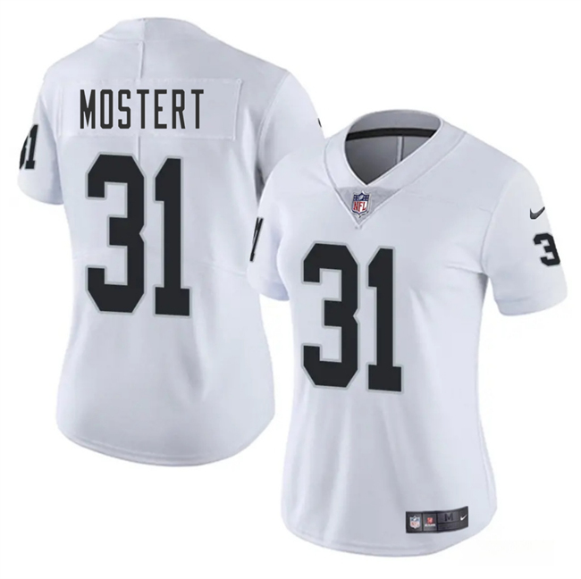 Women's Las Vegas Raiders #31 Raheem Mostert White 2025 Vapor Stitched Jersey(Run Small) Women's Las Vegas Raiders #31 Raheem Mostert White 2025 Vapor Stitched Jersey(Run Small)