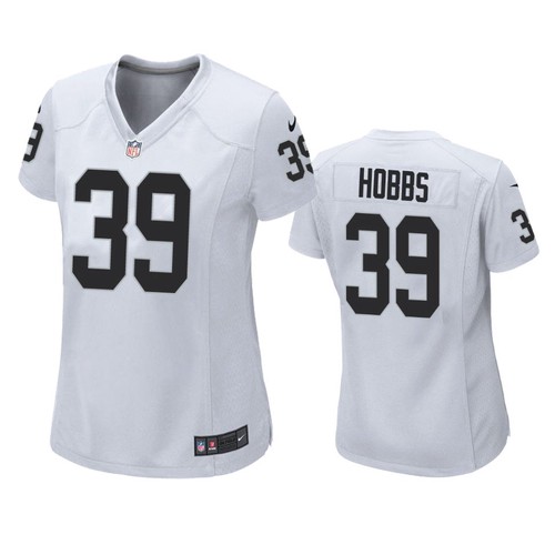 Women's Las Vegas Raiders #39 Nate Hobbs White Game Jersey Women's Las Vegas Raiders #39 Nate Hobbs White Game Jersey