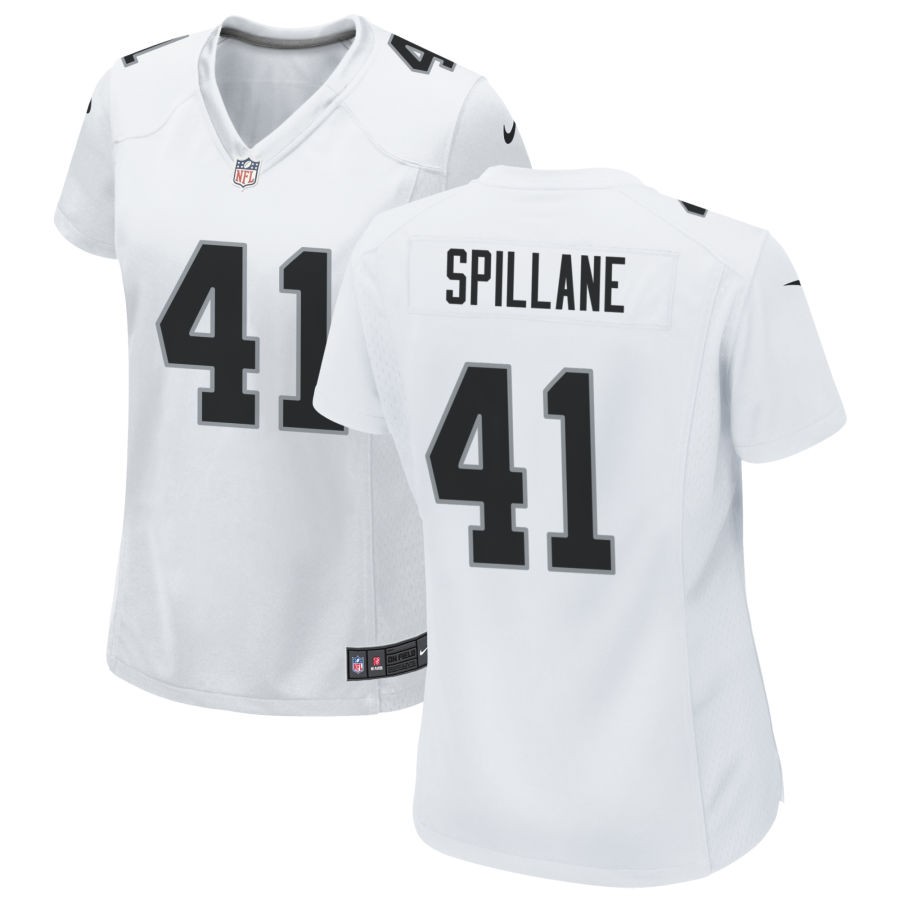 Women's Las Vegas Raiders #41 Robert Spillane white 2023 Draft Vapor Limited Stitched Football Jersey Women's Las Vegas Raiders #41 Robert Spillane white 2023 Draft Vapor Limited Stitched Football Jersey