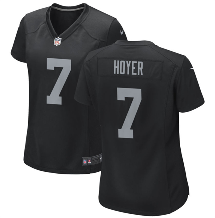 Women's Las Vegas Raiders #7 Brian Hoyer Black Stitched Jersey(Run Small) Women's Las Vegas Raiders #7 Brian Hoyer Black Stitched Jersey(Run Small)
