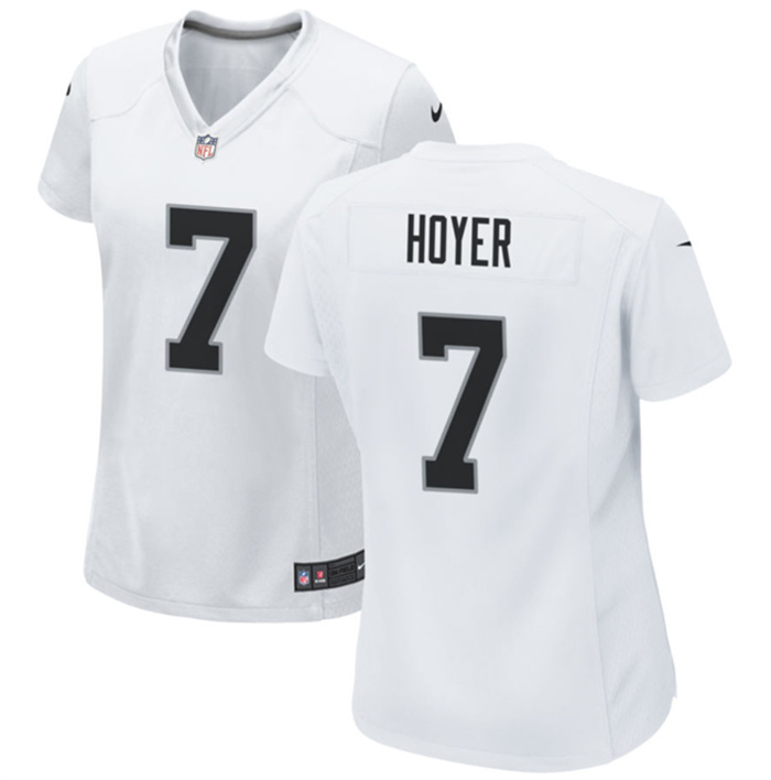 Women's Las Vegas Raiders #7 Brian Hoyer White Stitched Jersey(Run Small) Women's Las Vegas Raiders #7 Brian Hoyer White Stitched Jersey(Run Small)