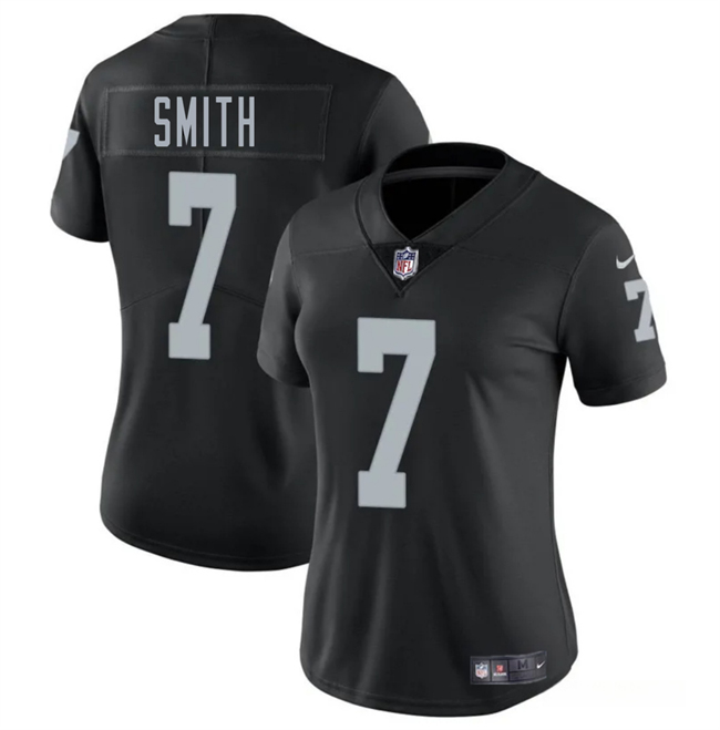 Women's Las Vegas Raiders #7 Geno Smith Black 2025 Vapor Stitched Jersey(Run Small) Women's Las Vegas Raiders #7 Geno Smith Black 2025 Vapor Stitched Jersey(Run Small)