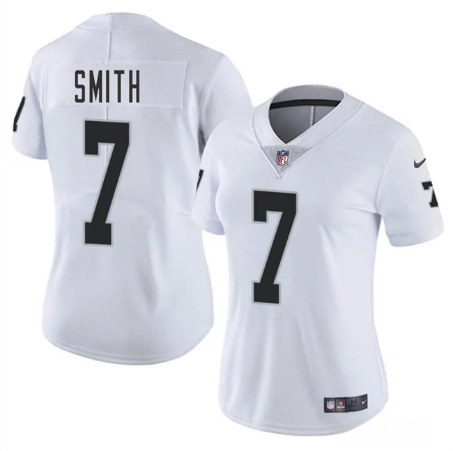 Women's Las Vegas Raiders #7 Geno Smith White 2025 Vapor Stitched Jersey(Run Small) Women's Las Vegas Raiders #7 Geno Smith White 2025 Vapor Stitched Jersey(Run Small)