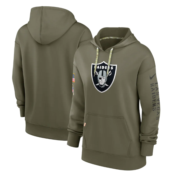 Women's Las Vegas Raiders 2022 Olive Salute To Service Therma Performance Pullover Hoodie(Run Small) Women's Las Vegas Raiders 2022 Olive Salute To Service Therma Performance Pullover Hoodie(Run Small)