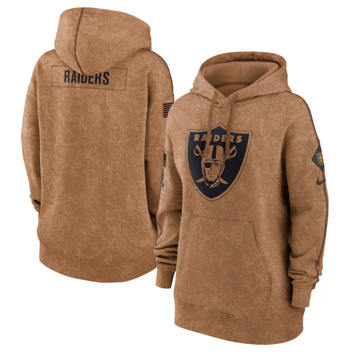 Women's Las Vegas Raiders 2023 Brown Salute To Service Pullover Hoodie(Run Small) Women's Las Vegas Raiders 2023 Brown Salute To Service Pullover Hoodie(Run Small)