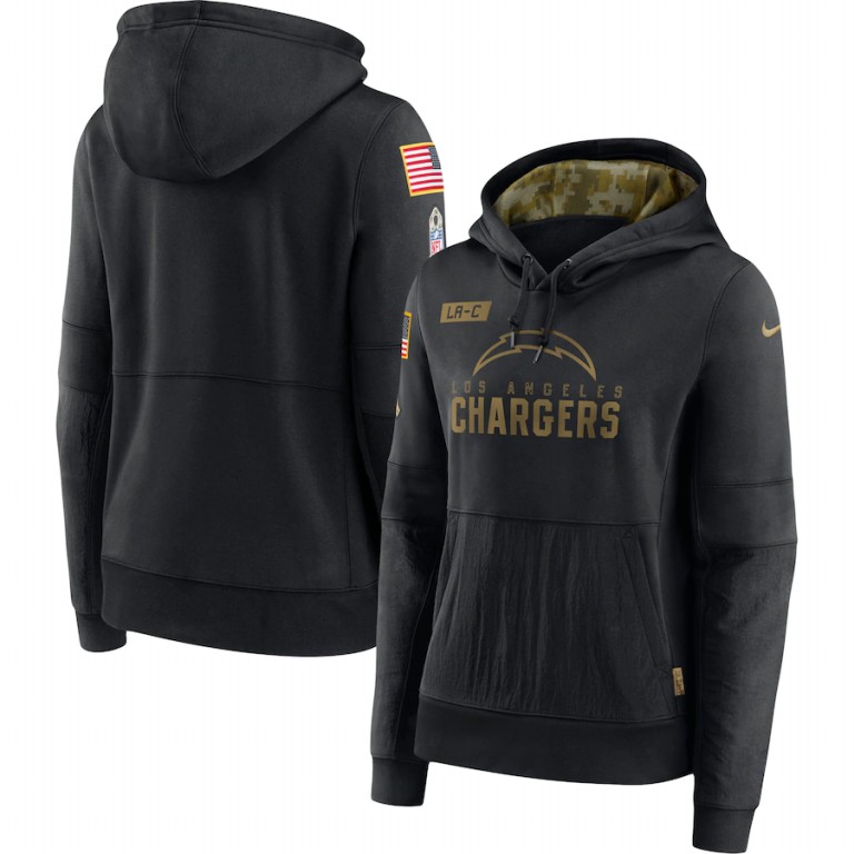 Women's Los Angeles Chargers Nike 2020 Salute to Service Performance Pullover Hoodie Black Women's Los Angeles Chargers Nike 2020 Salute to Service Performance Pullover Hoodie Black