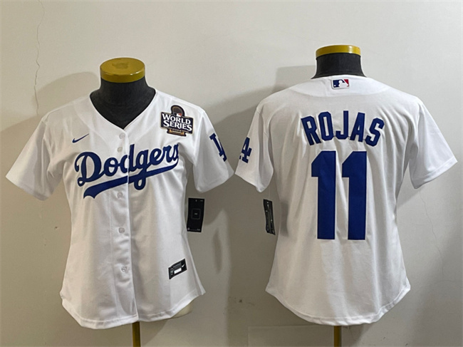 Women's Los Angeles Dodgers #11 Miguel Rojas White 2024 World Series Cool Base Stitched Baseball Jersey(Run Small) Women's Los Angeles Dodgers #11 Miguel Rojas White 2024 World Series Cool Base Stitched Baseball Jersey(Run Small)