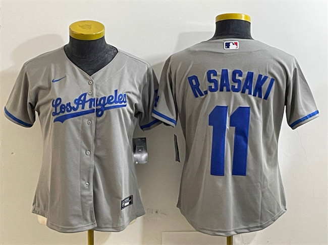 Women's Los Angeles Dodgers #11 Roki Sasaki Grey Cool Base Stitched Baseball Jersey(Run Small) 1 Women's Los Angeles Dodgers #11 Roki Sasaki Grey Cool Base Stitched Baseball Jersey(Run Small) 1