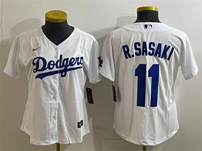 Women's Los Angeles Dodgers #11 Roki Sasaki White Cool Base Stitched Baseball Jersey(Run Small) Women's Los Angeles Dodgers #11 Roki Sasaki White Cool Base Stitched Baseball Jersey(Run Small)
