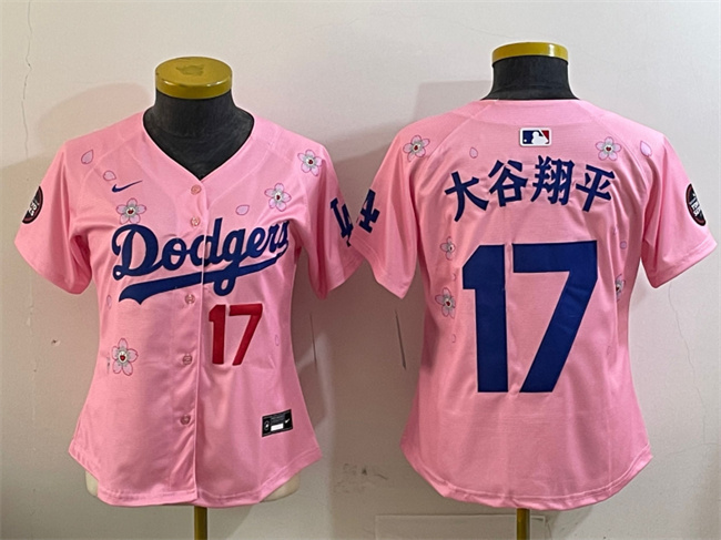 Women's Los Angeles Dodgers #17 大谷翔平 Pink 2025 Tokyo Series Limited Stitched Baseball Jersey(Run Small) Women's Los Angeles Dodgers #17 大谷翔平 Pink 2025 Tokyo Series Limited Stitched Baseball Jersey(Run Small)