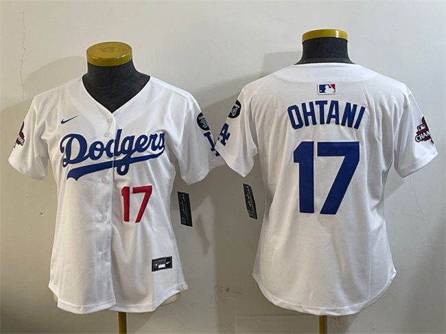 Women's Los Angeles Dodgers #17 Shohei Ohtani White 2024 World Series Champions With Fernando Memorial Patch Home Limited Stitched Baseball Jersey(Run Small) Women's Los Angeles Dodgers #17 Shohei Ohtani White 2024 World Series Champions With Fernando Memorial Patch Home Limited Stitched Baseball Jersey(Run Small)