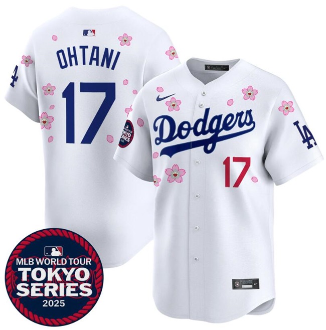 Women's Los Angeles Dodgers #17 Shohei Ohtani White 2025 Tokyo Series Limited Stitched Baseball Jersey(Run Small) Women's Los Angeles Dodgers #17 Shohei Ohtani White 2025 Tokyo Series Limited Stitched Baseball Jersey(Run Small)