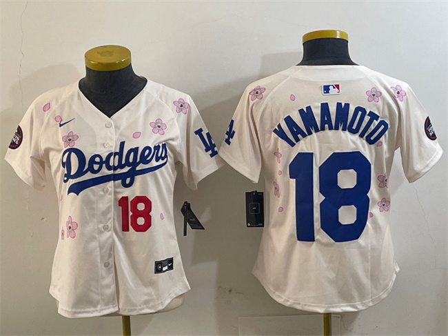 Women's Los Angeles Dodgers #18 Yoshinobu Yamamoto Cream 2025 Tokyo Series Limited Stitched Baseball Jersey(Run Small) Women's Los Angeles Dodgers #18 Yoshinobu Yamamoto Cream 2025 Tokyo Series Limited Stitched Baseball Jersey(Run Small)