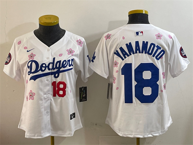 Women's Los Angeles Dodgers #18 Yoshinobu Yamamoto White 2025 Tokyo Series Limited Stitched Baseball Jersey(Run Small) Women's Los Angeles Dodgers #18 Yoshinobu Yamamoto White 2025 Tokyo Series Limited Stitched Baseball Jersey(Run Small)