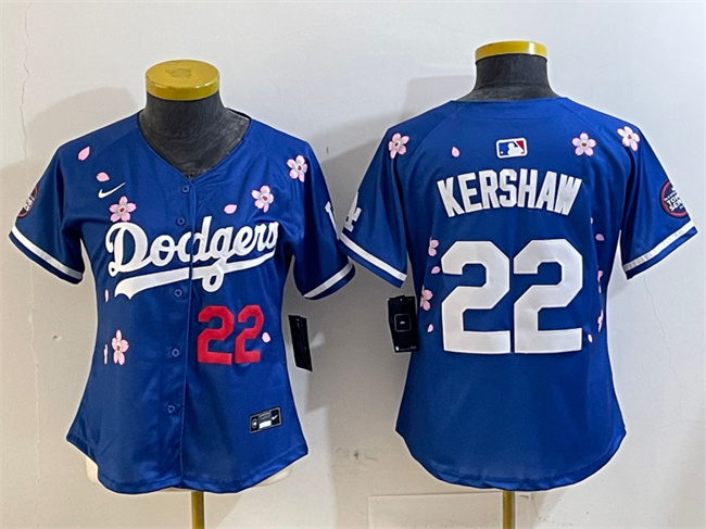 Women's Los Angeles Dodgers #22 Clayton Kershaw Royal 2025 Tokyo Series Limited Stitched Baseball Jersey(Run Small)