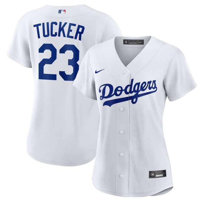 Women's Los Angeles Dodgers #23 Kyle Tucker White Cool Base Stitched Baseball Jersey(Run Small) Women's Los Angeles Dodgers #23 Kyle Tucker White Cool Base Stitched Baseball Jersey(Run Small)