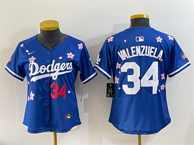 Women's Los Angeles Dodgers #34 Fernando Valenzuela Royal 2025 Tokyo Series Limited Stitched Baseball Jersey(Run Small)